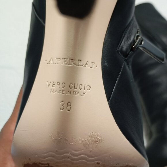 Aperlai Paris Boots Leather Pointed Toe High Heel Ankle 38 Women Elegant Style - Picture 3 of 12